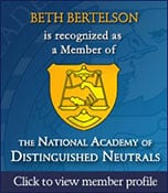 Beth Bertelson is recognized as a Member of the National Academy of Distinguished Neutrals